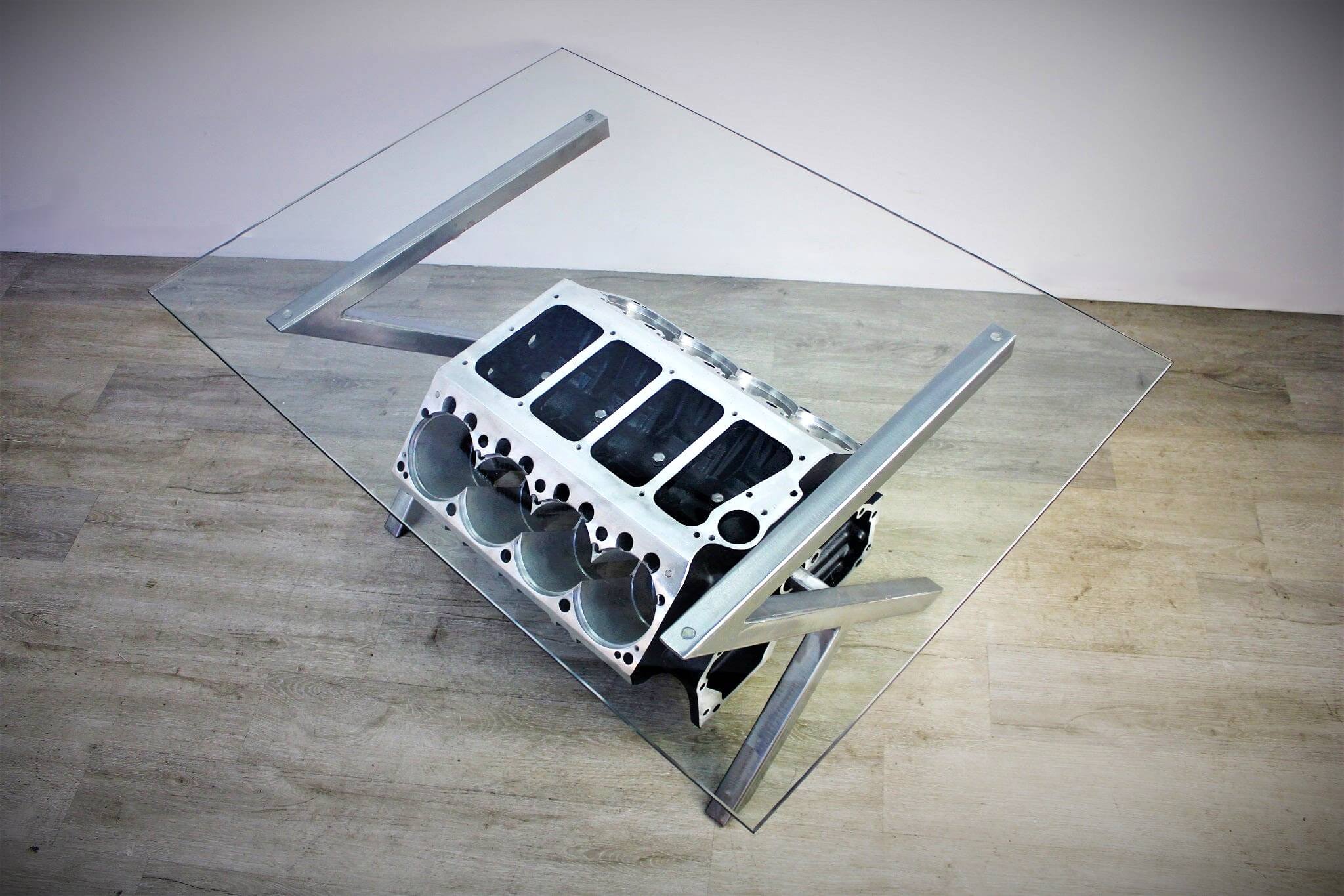 Top Fuel Donovan 417 Aluminum Engine Coffee Table - Unique Man Cave Furniture - Ben's Auto Decor