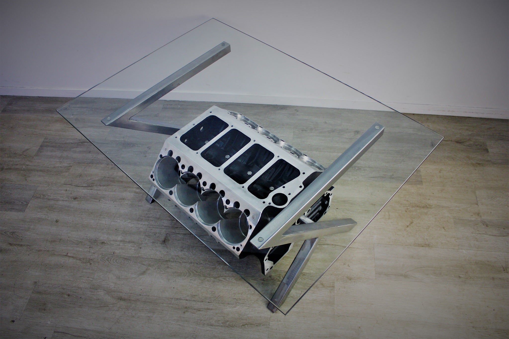 Top Fuel Donovan 417 Aluminum Engine Coffee Table - Unique Man Cave Furniture - Ben's Auto Decor