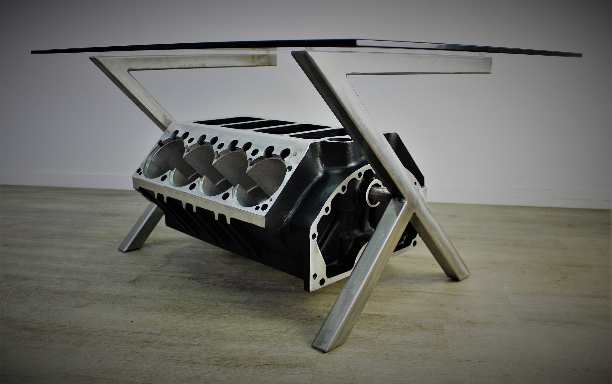 Top Fuel Donovan 417 Aluminum Engine Coffee Table - Unique Man Cave Furniture - Ben's Auto Decor