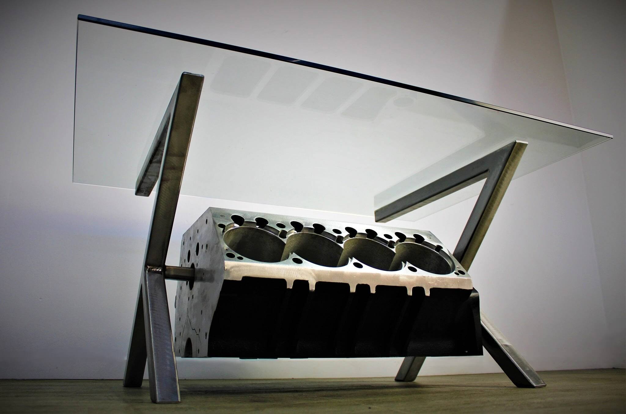 Top Fuel Donovan 417 Aluminum Engine Coffee Table - Unique Man Cave Furniture - Ben's Auto Decor