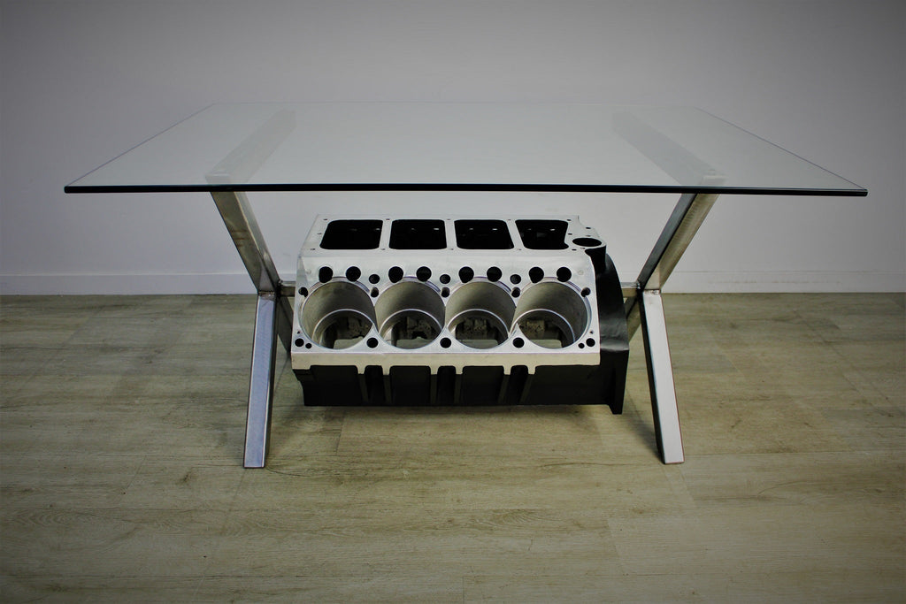 Top Fuel Donovan 417 Aluminum Engine Coffee Table - Unique Man Cave Furniture - Ben's Auto Decor