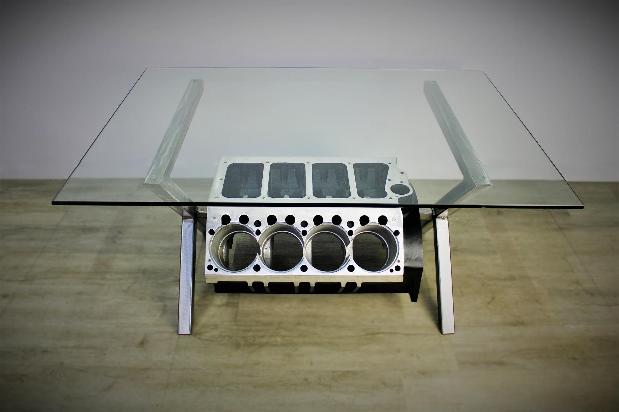 Top Fuel Donovan 417 Aluminum Engine Coffee Table - Unique Man Cave Furniture - Ben's Auto Decor