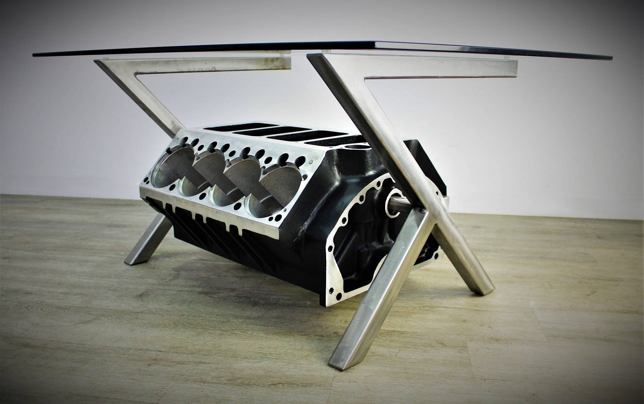 Top Fuel Donovan 417 Aluminum Engine Coffee Table - Unique Man Cave Furniture - Ben's Auto Decor