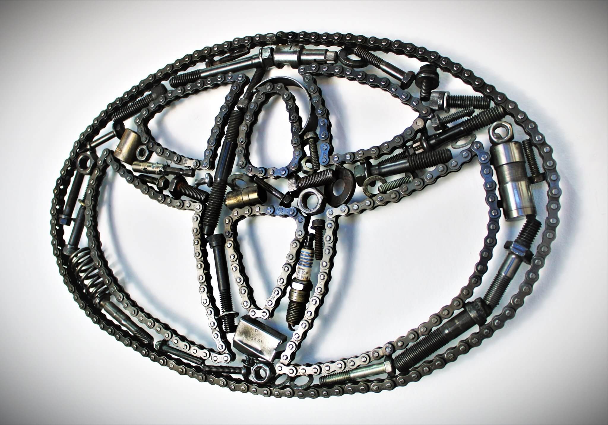 Toyota Logo Car Part Art - Automotive Wall Art, Handcrafted Gift for Auto Enthusiasts - Ben's Auto Decor