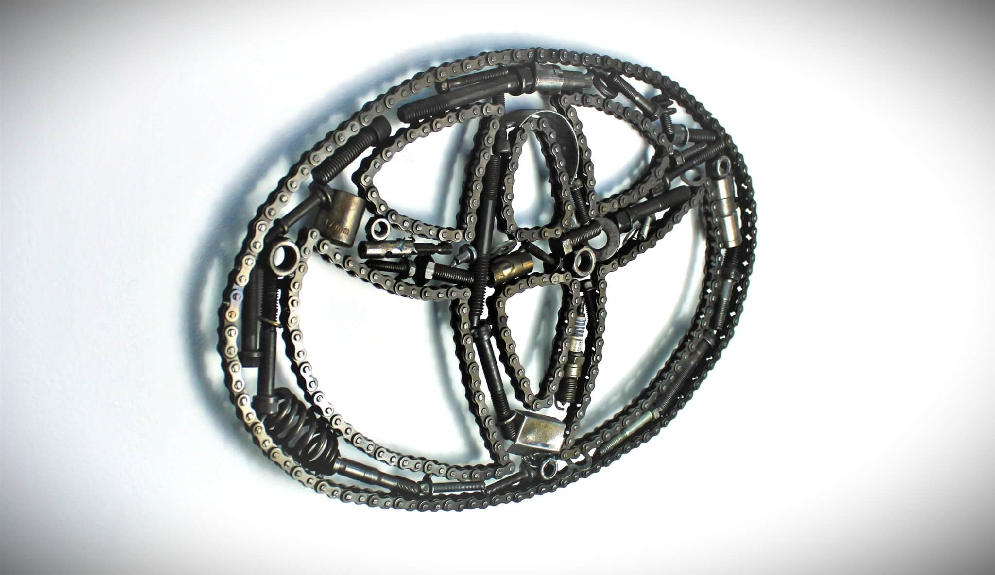 Toyota Logo Car Part Art - Automotive Wall Art, Handcrafted Gift for Auto Enthusiasts - Ben's Auto Decor