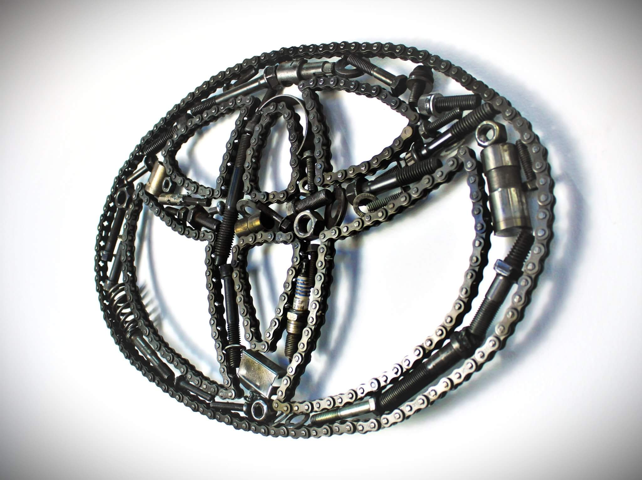 Toyota Logo Car Part Art - Automotive Wall Art, Handcrafted Gift for Auto Enthusiasts - Ben's Auto Decor