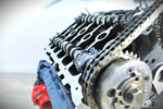Load image into Gallery viewer, Twin Turbo Rotating Engine Coffee Table With Spinning Internals - Unique Man Cave Furniture - Ben&#39;s Auto Decor
