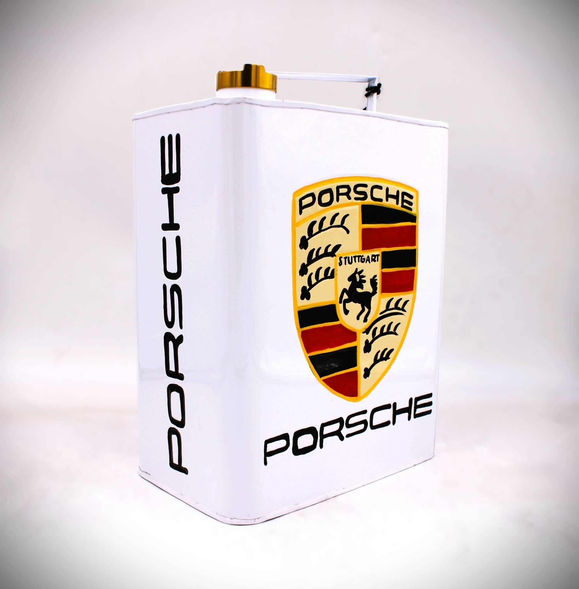 White Porsche Vintage Style Fuel Can – Hand - Painted & Limited Edition - Ben's Auto Decor
