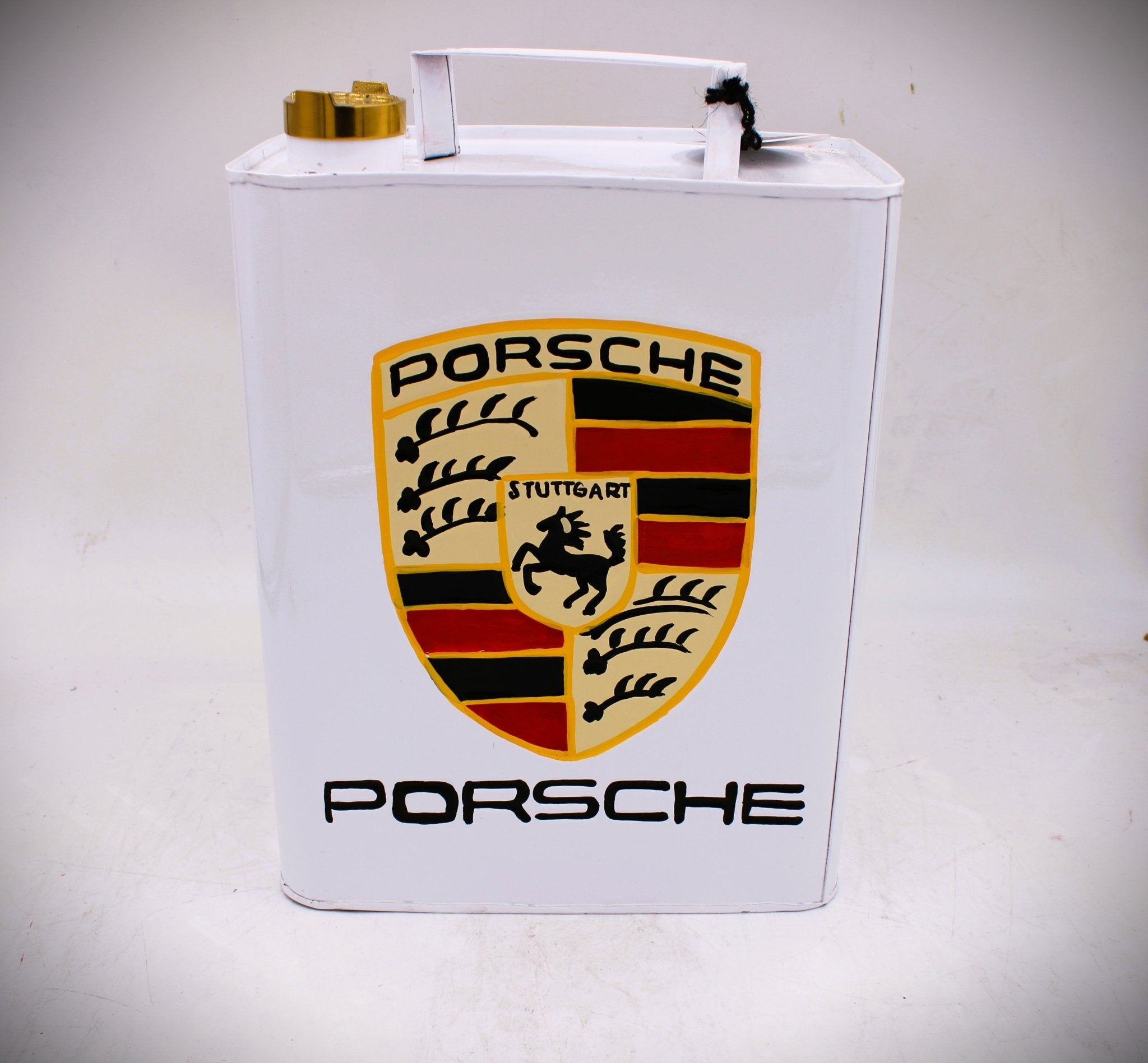 White Porsche Vintage Style Fuel Can – Hand - Painted & Limited Edition - Ben's Auto Decor