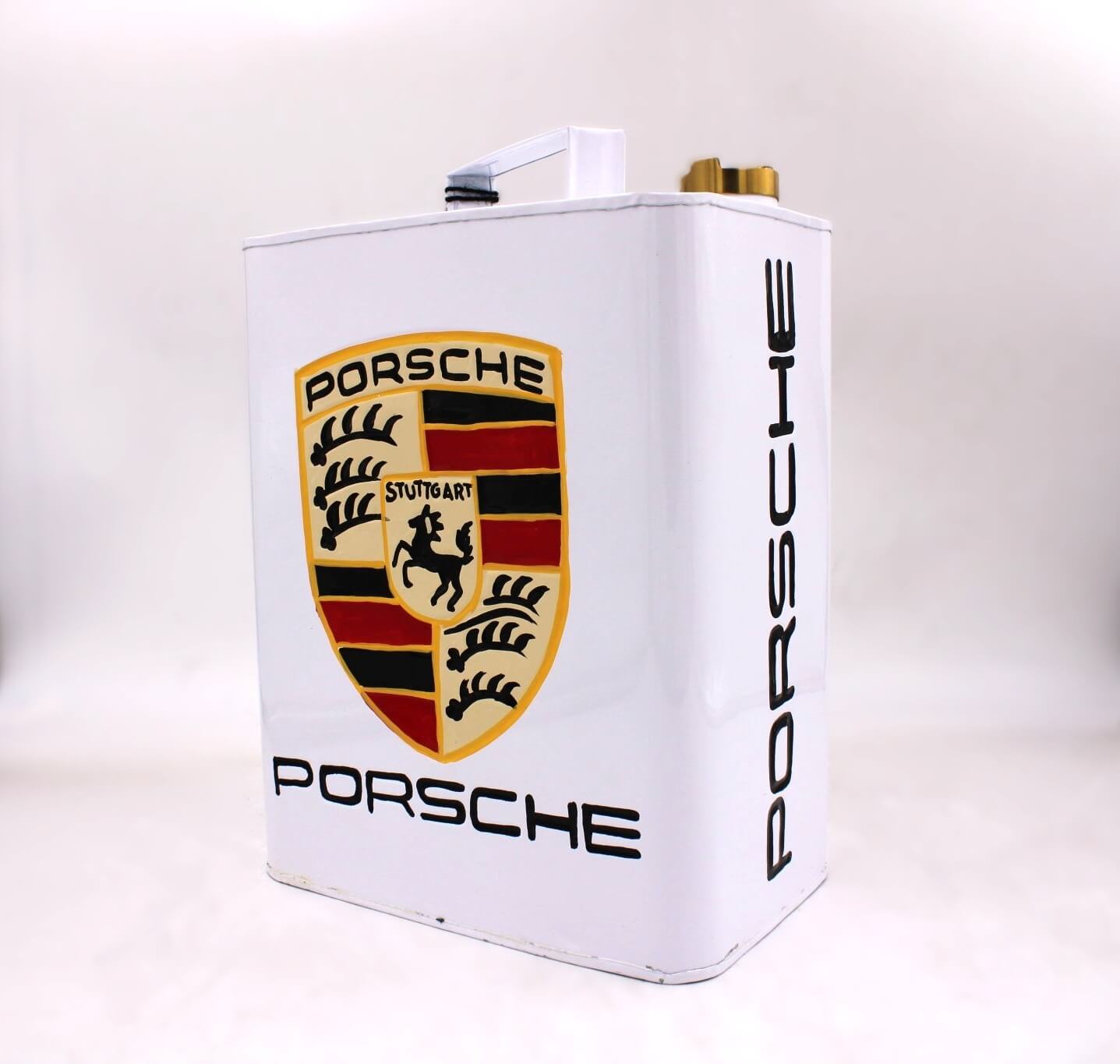 White Porsche Vintage Style Fuel Can – Hand - Painted & Limited Edition - Ben's Auto Decor