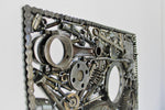 Load image into Gallery viewer, Automotive wall art made out of real car parts, 24 by 24 inch square wall hanging

