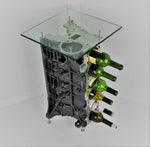 Load image into Gallery viewer, BMW Table Wine Rack - BMW Engine End Table With Bottle Storage, Upcycled Bar Furniture - Ben&#39;s Auto Decor
