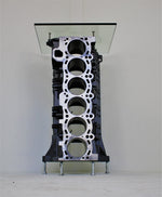 Load image into Gallery viewer, BMW Table Wine Rack - BMW Engine End Table With Bottle Storage, Upcycled Bar Furniture - Ben&#39;s Auto Decor
