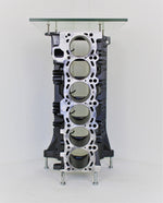 Load image into Gallery viewer, BMW Table Wine Rack - BMW Engine End Table With Bottle Storage, Upcycled Bar Furniture - Ben&#39;s Auto Decor
