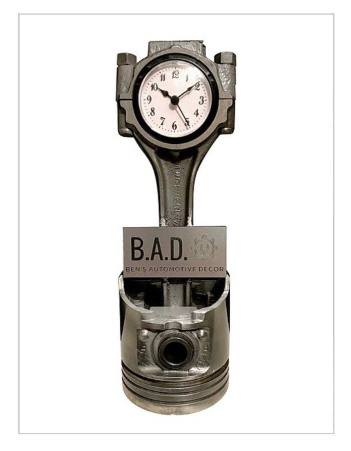 Custom Plaque Addition to any Piston Clock - Customizable Decor for Car Lovers - Ben's Auto Decor