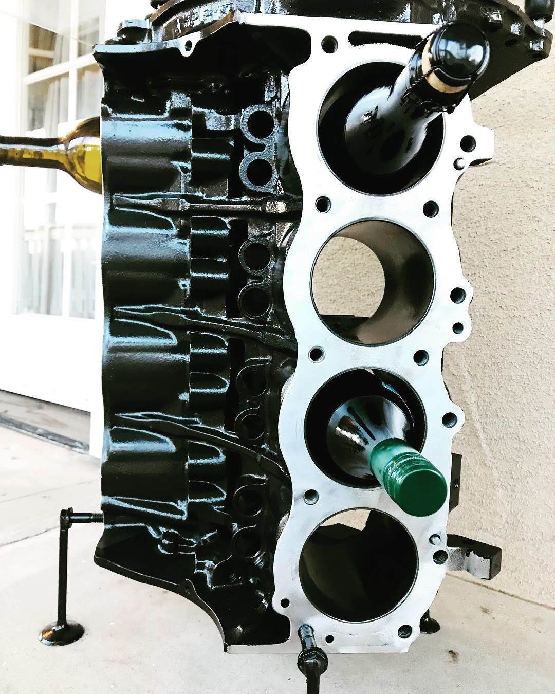Engine Block Wine Rack and Table - Man Cave and Bar Furniture From Repurposed Car Parts for Gearheads - Ben's Auto Decor
