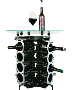 Engine Block Wine Rack and Table - Man Cave and Bar Furniture From Repurposed Car Parts for Gearheads - Ben's Auto Decor