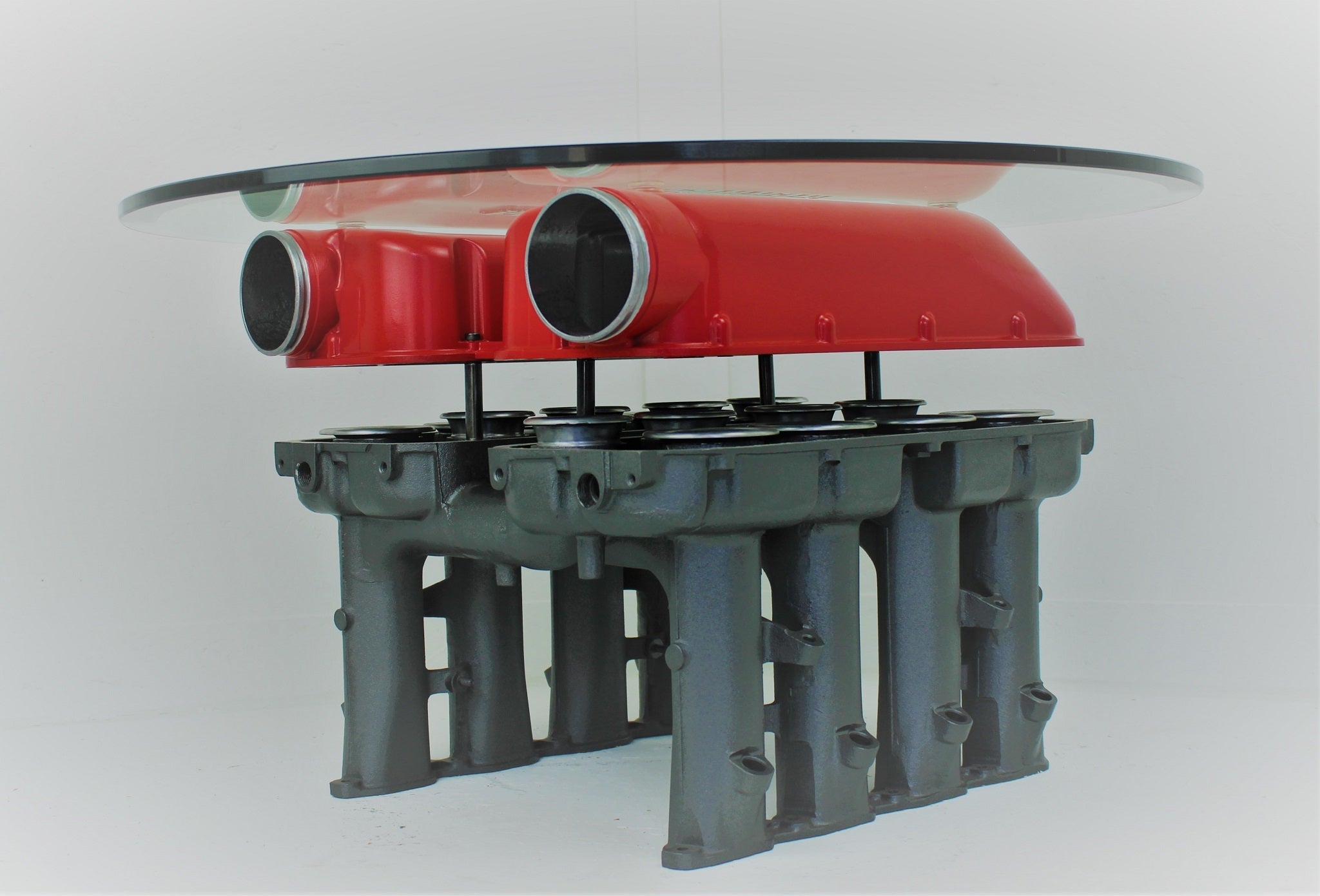 Ferrari Intake Manifold Coffee or End Table - Man Cave Furniture, Unique Automotive Decor - Ben's Auto Decor