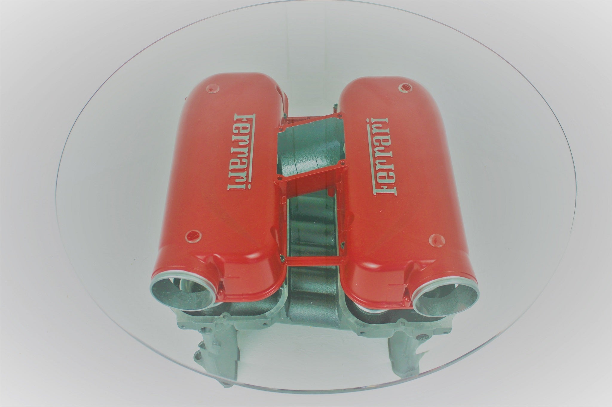 Ferrari Intake Manifold Coffee or End Table - Man Cave Furniture, Unique Automotive Decor - Ben's Auto Decor