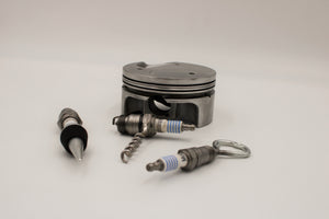 Spark Plug Bar Set for Car Lover - Bottle Opener, Corkscrew, Wine Stopper and Piston Holder! Great Gift!