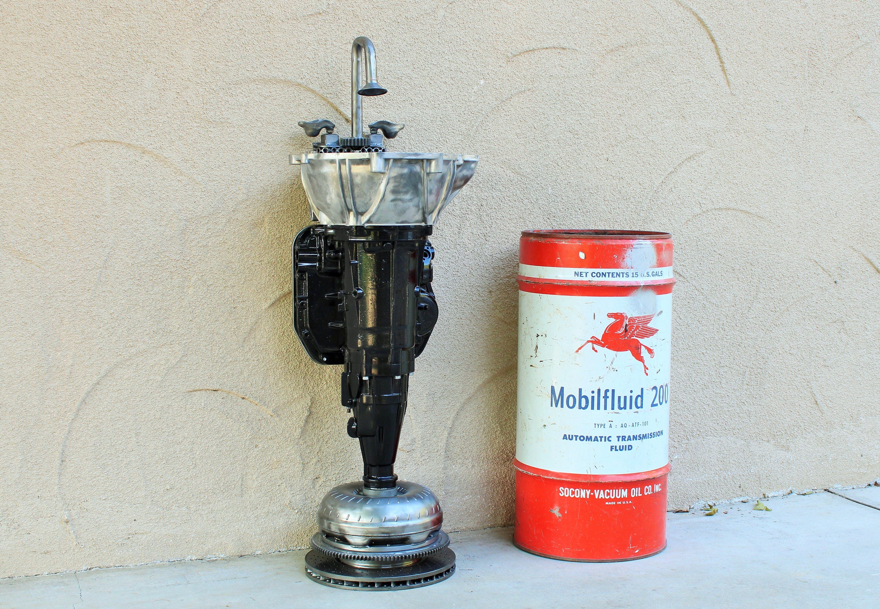 Transmission Sink With Faucet - Bathroom Sink Handcrafted From a Gearbox!