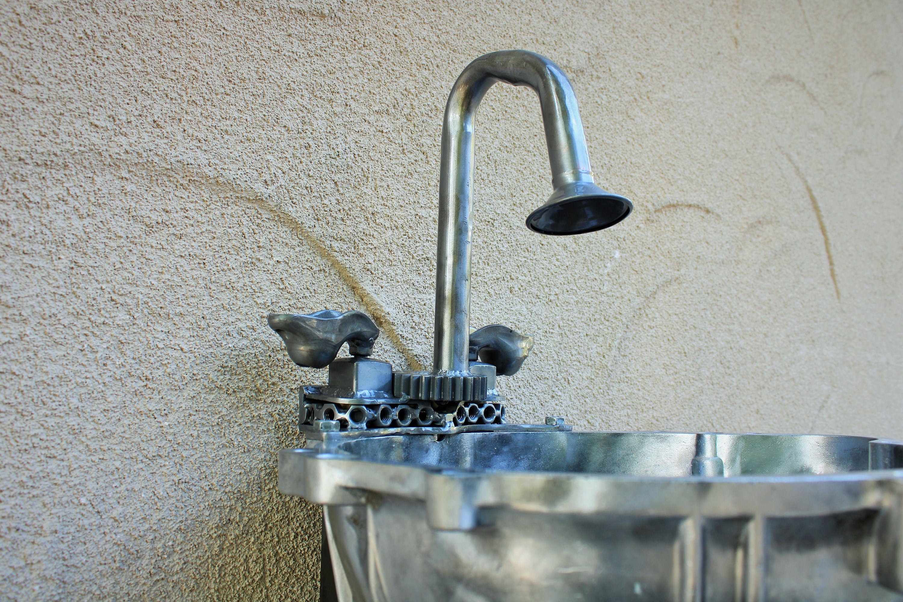 Transmission Sink With Faucet - Bathroom Sink Handcrafted From a Gearbox!