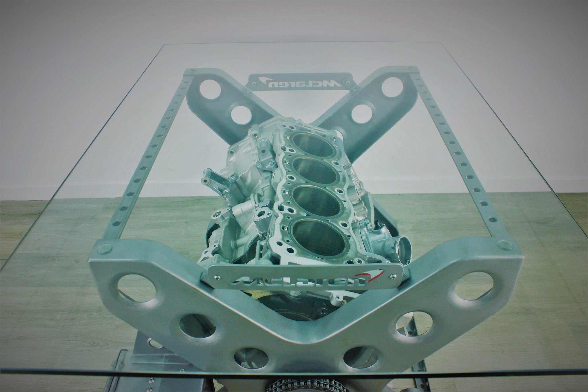 Rotating Engine Block Coffee Table - X Frame Customizable Man Cave Furniture - Ben's Auto Decor