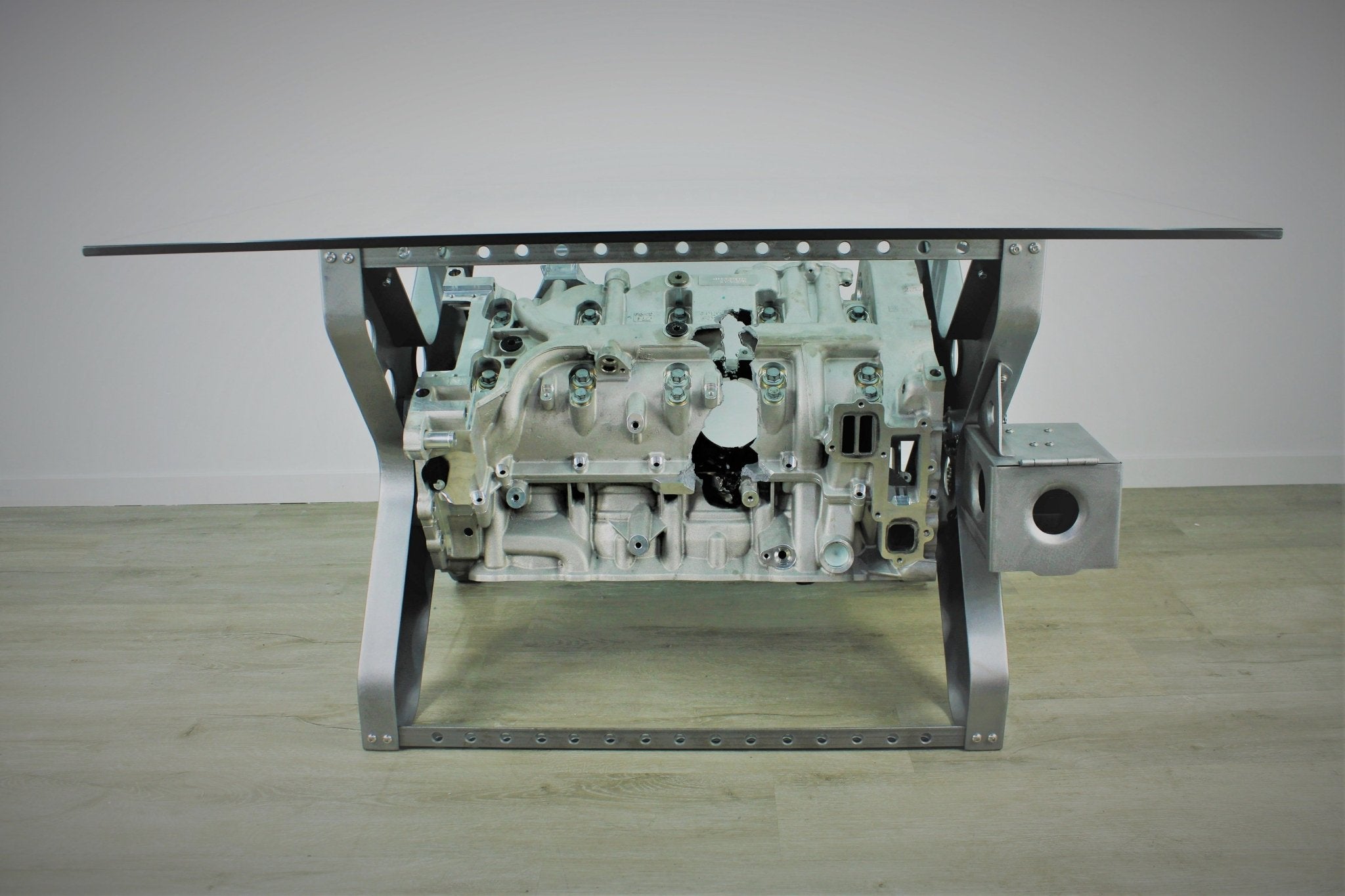 Rotating Engine Block Coffee Table - X Frame Customizable Man Cave Furniture - Ben's Auto Decor
