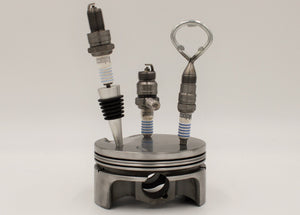 Spark Plug Bar Set for Car Lover - Bottle Opener, Corkscrew, Wine Stopper and Piston Holder, Gift for Auto Enthusiasts - Ben's Auto Decor