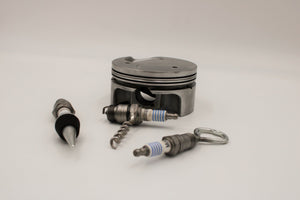 Spark Plug Bar Set for Car Lover - Bottle Opener, Corkscrew, Wine Stopper and Piston Holder, Gift for Auto Enthusiasts - Ben's Auto Decor